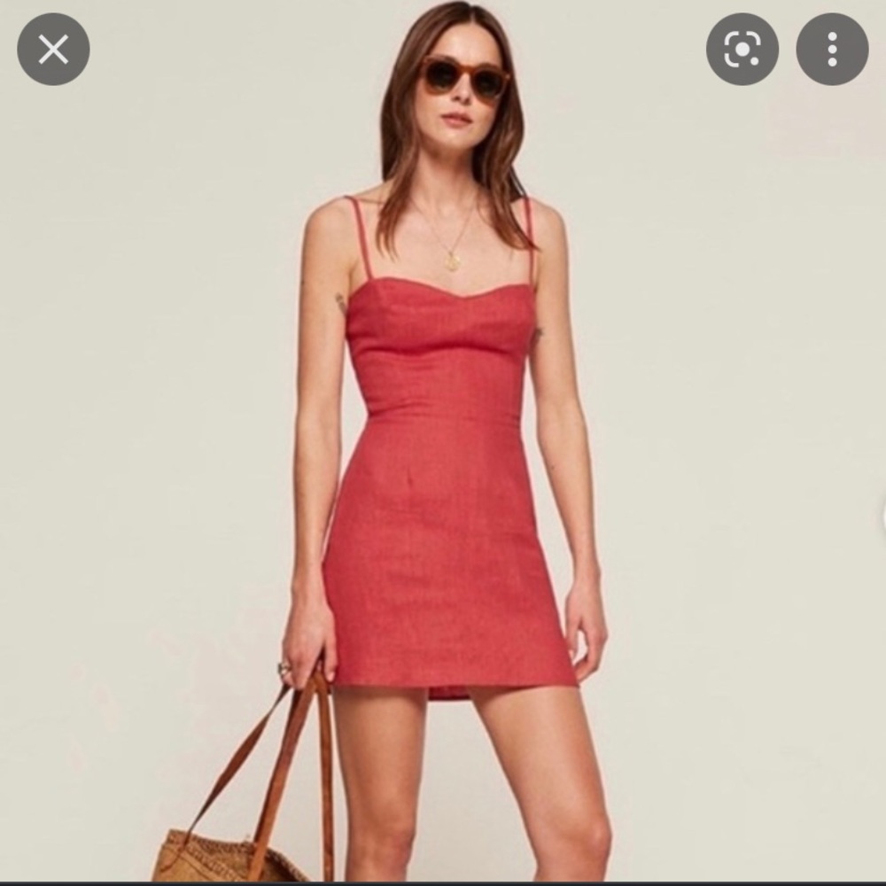 Reformation red linen mini dress Audrey
